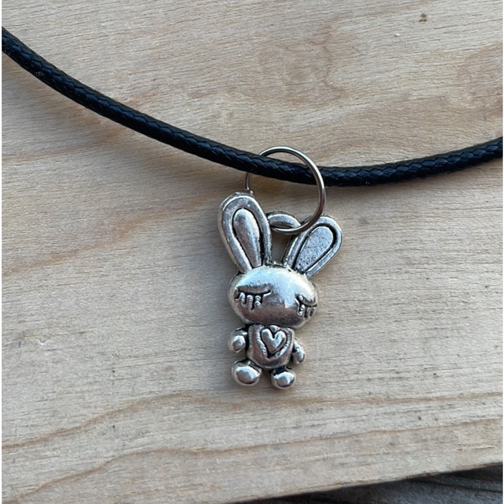 Homemade black cord necklace with Charm